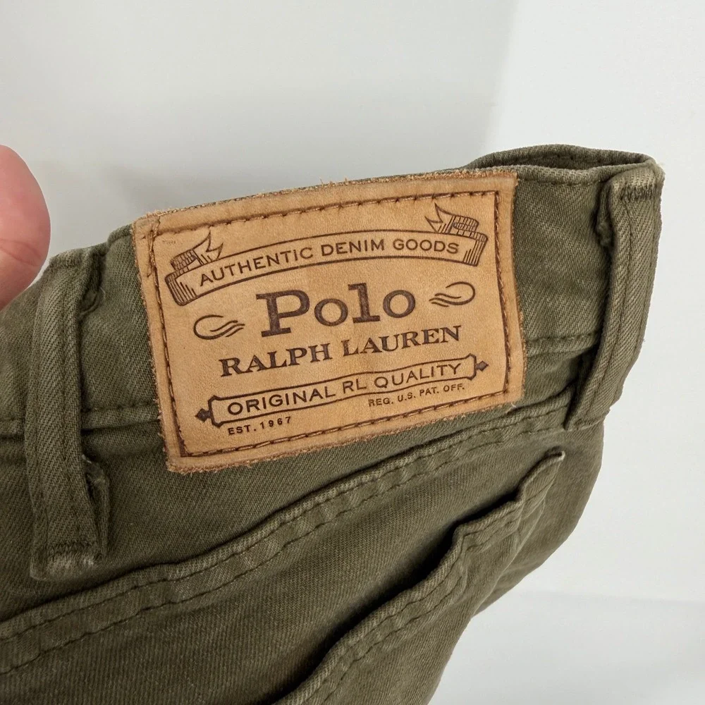 Polo Ralph Lauren 38x32 (39x31.5) Olive Green Stretch Cotton Straight Leg Jeans